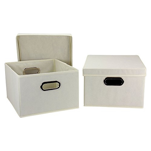 Cajas De Almacenamiento De Tela Tapas Y Asas,