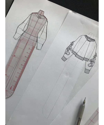 Ilustración De Moda Regla De Dibujo Mujer Plantilla De