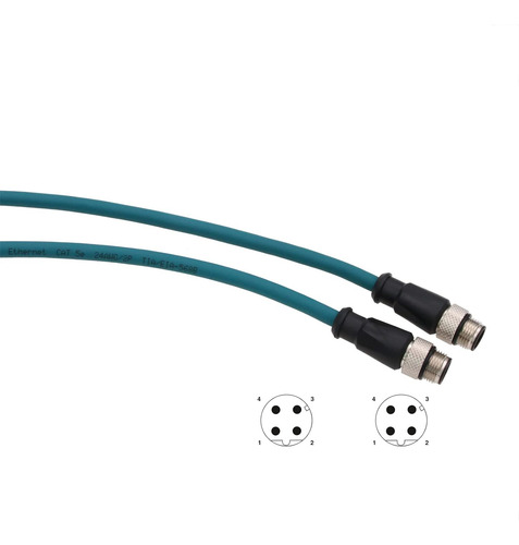 Sensor Ethernet Cable De Datos M12 Codificado En D 4 Pines A