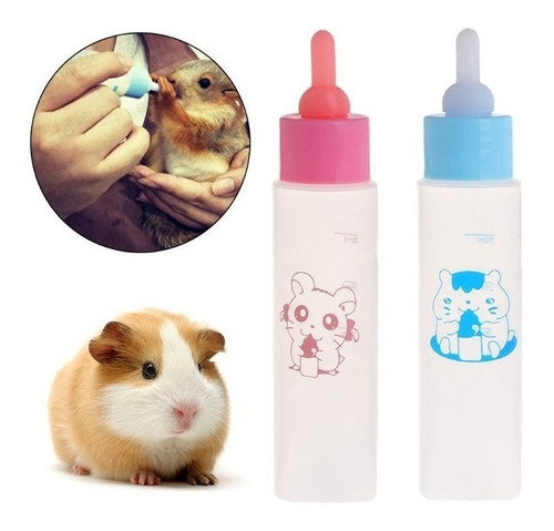 Mamadeira De 30ml Pequenos Animais Bico Comprido De Silicone Cor Rosa