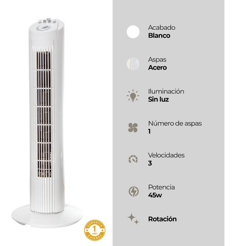 Imagen 5 de 7 de Ventilador De Torre Giratorio 3 Velocidades Temporizador