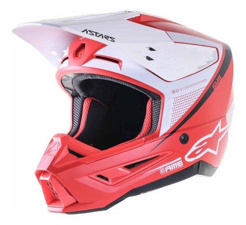 Capacete de motocicleta Alpinestars S-m5 Rayon vermelho-branco tamanho Xl