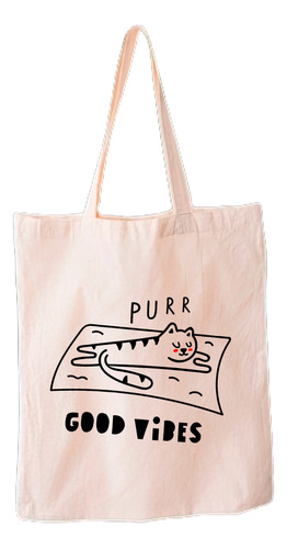 Bolsa De Tela Lienzo Tote Bag Cat Purrr