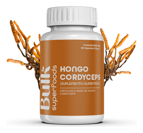 Suplemento Hongo Cordyceps 60 Cápsulas Adaptógeno Orgánico Sabor Hongo Cordyceps Cápsulas
