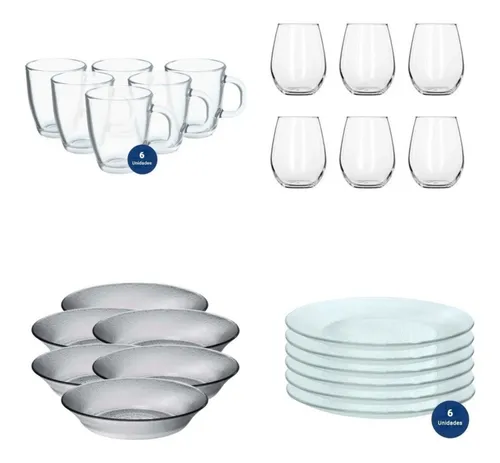 Set De Vajilla Completa 6 Personas Plato Vaso Cubierto 45pza