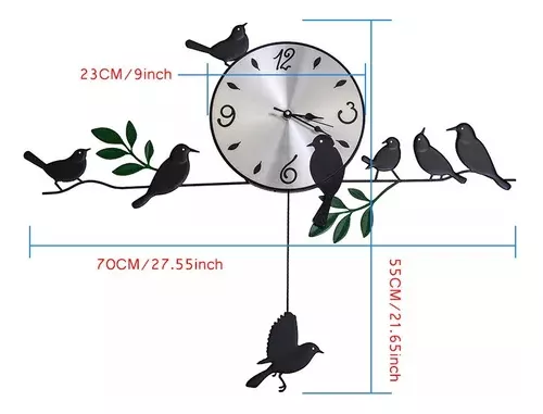 Reloj de Pared Tipo Mural 3D Con Aves »