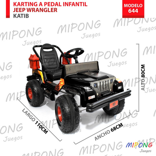 Imagen 5 de 8 de Karting A Pedal Auto Infantil Wrangler Tipo Jeep Con Luces