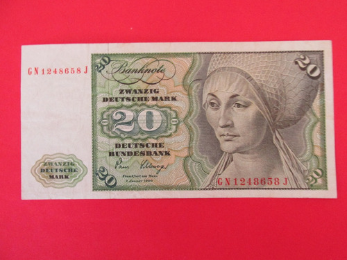 Billete Banco De  Alemania 20 Marcos Año 1980 Muy  Escaso