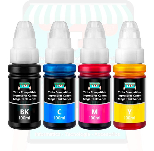 Imagen 1 de 6 de Pack 4 Botellas Tinta Compatible Para Impresora Canon G1110