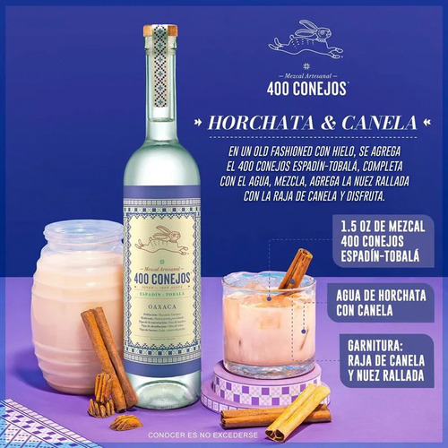 Pack De 4 Mezcal 400 Conejos Espadin Tobala 700 Ml