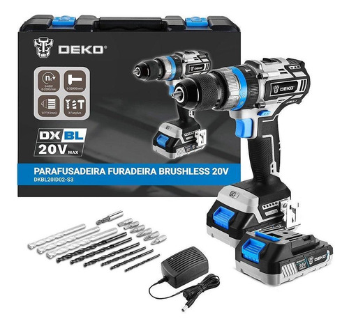 Parafusadeira Furadeira 1/2 Pol. 20v Com 2 Baterias Lítio-ío Cor Azul Bivolt