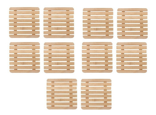 Yangzi Descansos de panela de bambu quadrados 17cm 10 unidades