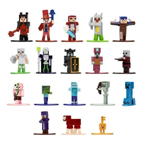 Minecraft Set De Figuras X18 Nano Metalfigs Jada E.full