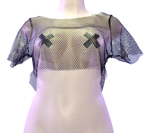 Crop Top De Red Metalizada Juvenil Baile Transparente Neus