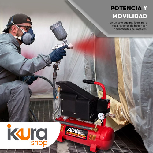 Compresor Eléctrico Lubricado 2hp 10 Lts Adir 201 Rojo