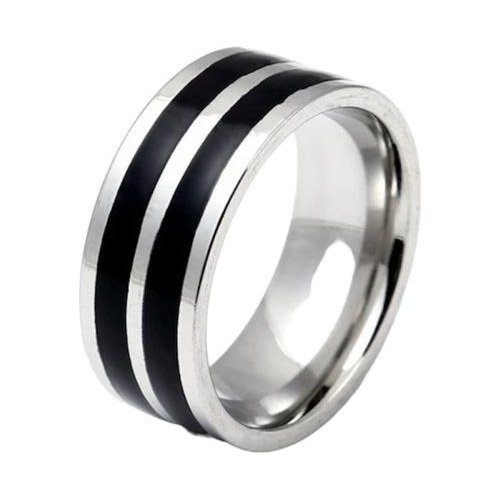 Anillo Hombre Acero Quirúrgico 2 Líneas Negro - Bougy