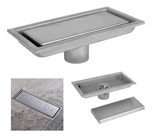 Ralo Linear Piso Invisível Oculto 60cm Anti Inseto Inox