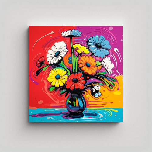 Arte Moderno Minimalista Chris Pop Art Flowers 20x20cm