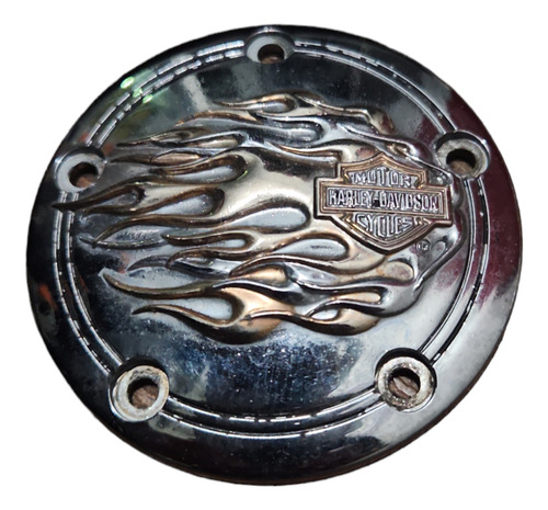 Timer Cover Flames Harley Para Motos Twin Cam