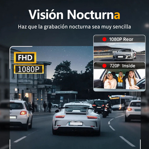 Dashcam 3 Cámara 1080p32g Visión Nocturna Grabación En Bucle