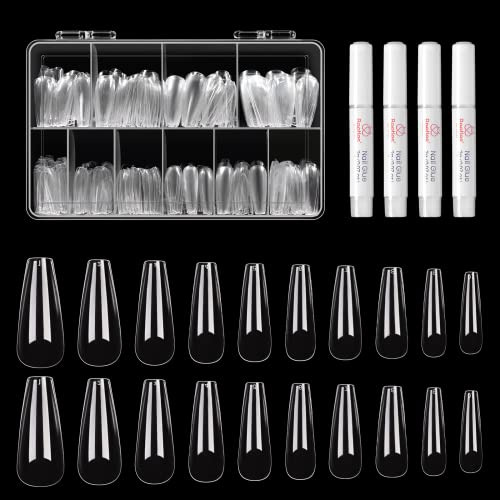 Uñas De Acrilico 500 Pz Transparentes Coffin Pegamento Atau A-coffin Nails Liso