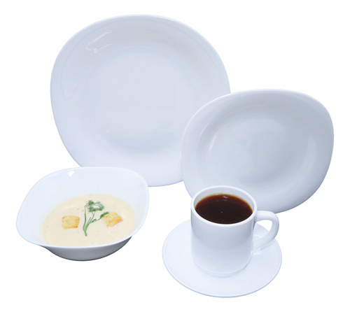 Vajilla De 20 Pzs Moderna De Vidrio Opal 4 Personas Blanco Vajilla Cuadrada