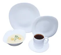 Comprar Vajilla De 20 Pzs Moderna De Vidrio Opal 4 Personas Blanco Vajilla Cuadrada