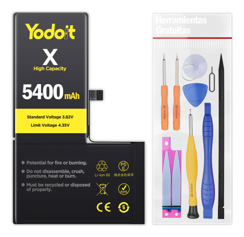 Bateria Pila Para Iphone X Yodoit Alta Capacidad + Tool Kits