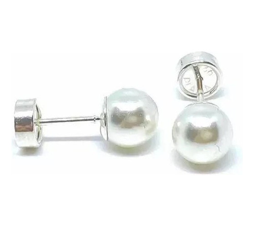 Aros Abridores Bebe Plata 925 Perla 6mm Ch-012