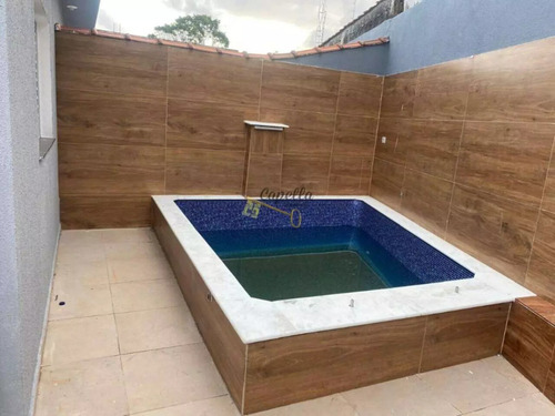 Casa Nova 02 Dormitórios Com Piscina E Cascata! Lado Praia. Ótimo Acabamento! Jardim Das Palmeiras. Itanhaém.