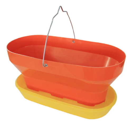 20 Comederos Ovalados Colgante 5kg Para Pollos Gallinas Aves Naranja