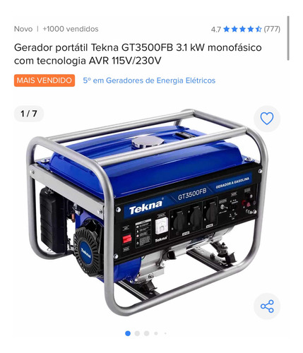 Gerador A Venda Tou Vendo Por Que Tou Precisando Do Dinheiro