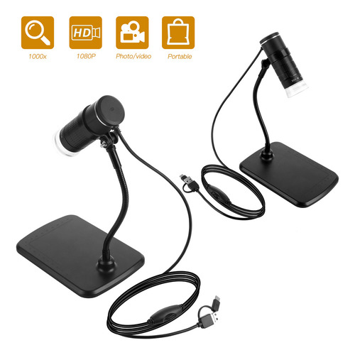 Microscopio Digital 3-en-1 1000x Hd 1080p, Celular, Type-c ,