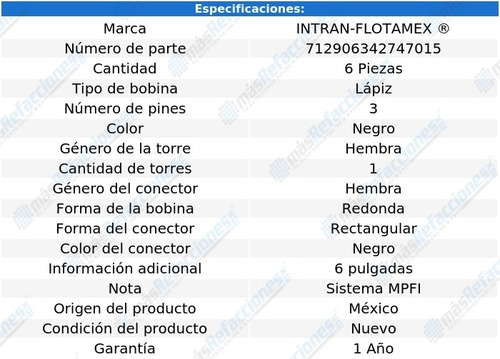 Jgo 6 Bobinas Lápiz 6 Pul Honda Pilot V6 3.5l 03-08