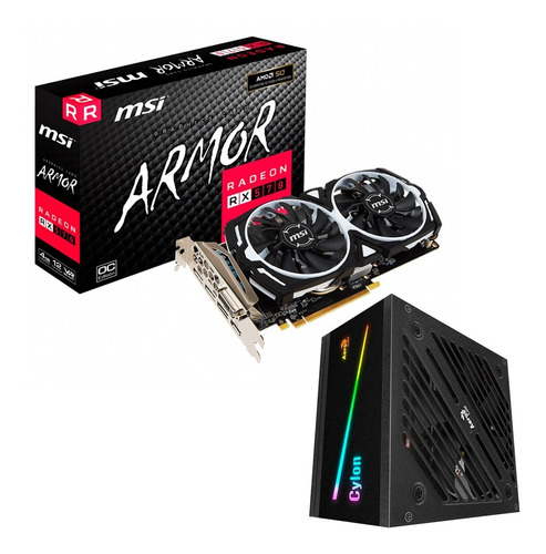 Combo Gamer Placa De Video Rx 570 Armor 4gb + Fuente 500w 80 Plus Logg