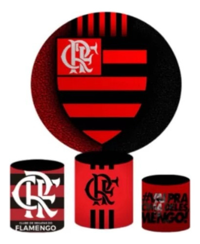 Kit Festa Painel Flamengo Sublimado + Capas Trio Cilindro