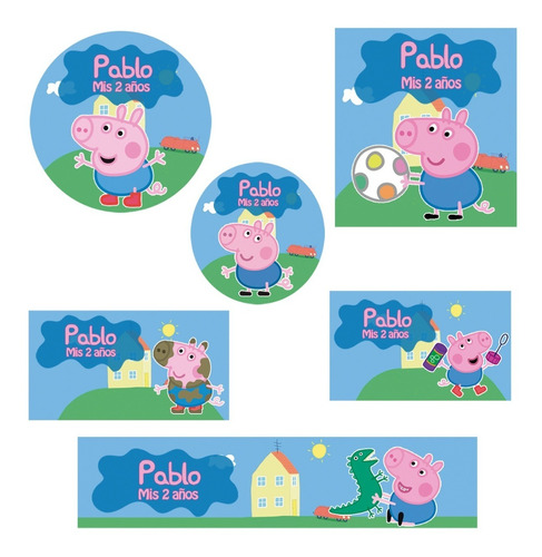 Kit 144 Stickers George Peppa Pig Troquelado Candy Bar 