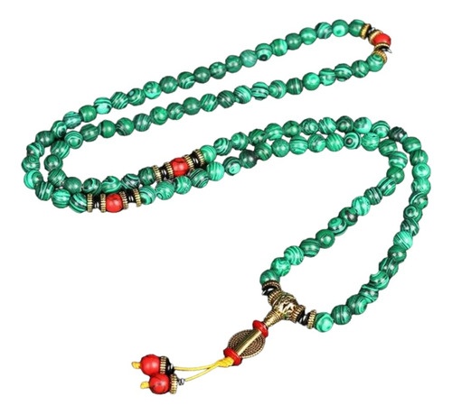 Collar Japa Mala 108 Cuentas Malaquita Joyería Buda Oración