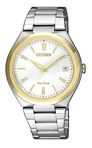 Reloj Citizen Eco-drive Mujer Fe6024-55b Acero Analogo Color de la malla Plateado Color del bisel Dorado Color del fondo Blanco