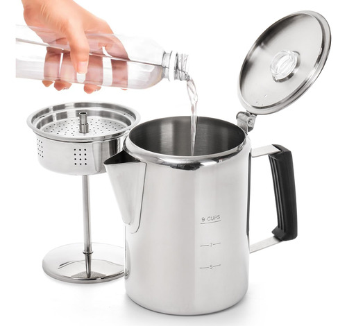 Cididu - Cafetera De Acero Inoxidable, Cafetera Duradera Par