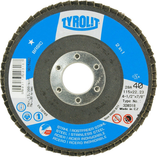 Tyrolit Gr40 Disco De Lixa Flap 115mm 4.1/2 Pol 20 Peças Cor Azul