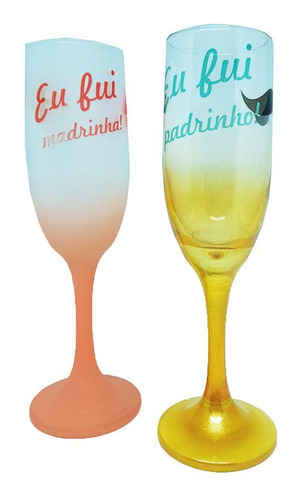 Kit Taça De Vidro Champagne Convite Padrinho Madrinha