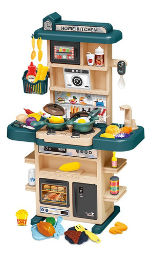 43pzs Juguetes Cocina Niños 74cm Vapor Spray Sonido Luz Color Verde