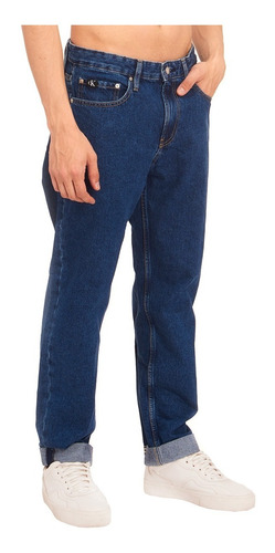 Jeans Calvin Klein Azul Tiro Medio Y Corte Recto Para Hombre