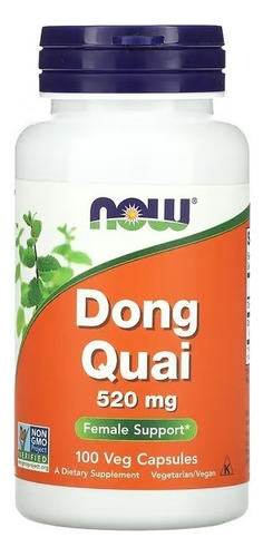 Dong Quai 520 Mg 100 Cáp. Vegetais Now Foods  Imp Eua Sabor Sem Sabor