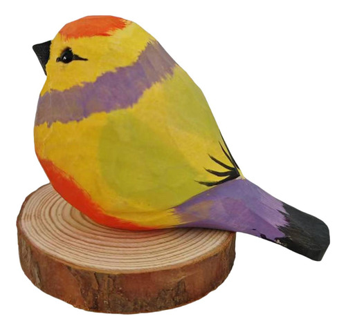 Estatua De Pájaro De Madera, Figura De Animal, Amarillo