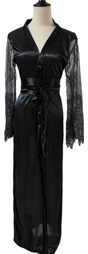 Camisón Largo De Satén D Para Mujer, Encaje De Seda, Li 8682