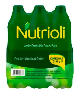 Aceite Comestible Puro De Soya Nutrioli Con 3 Piezas De 946m