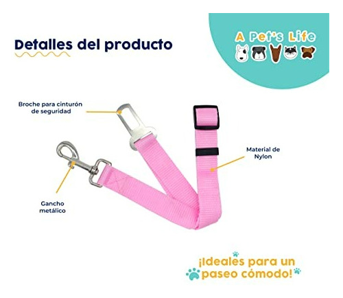 Correa Cinturón De Seguridad Ajustable Para Perros (rosa)