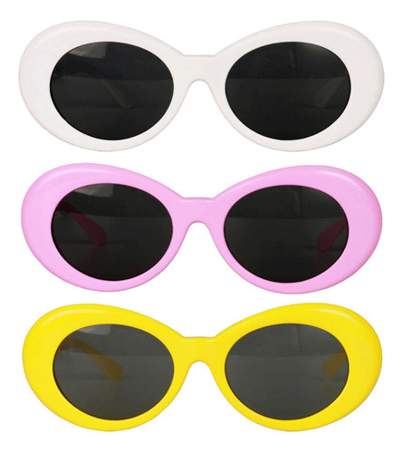 3 Piezas De Kurt Cobain Oval Bold Retro Lentes De Sol Para